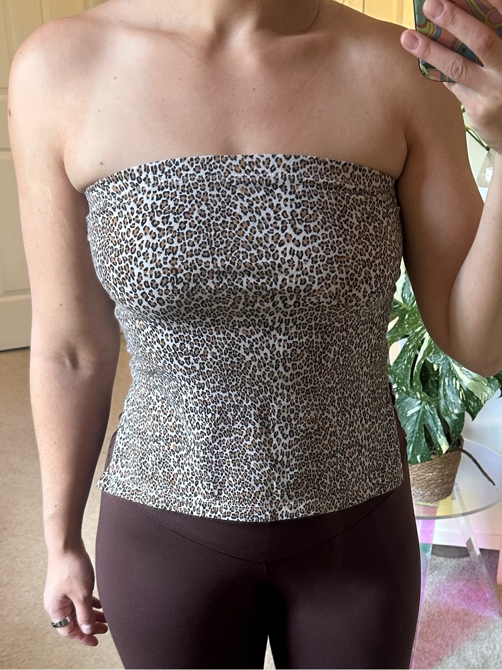 American Eagle Strapless Leopard Print Tube Top